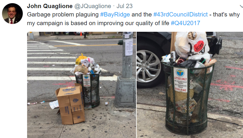 john quaglione complains about garbage july 2017