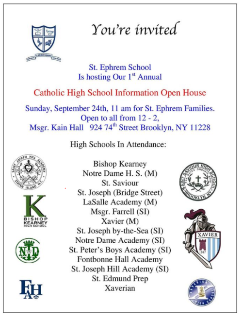 Catholic HIgh School Open House - Brooklyn - September 2017