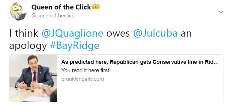 John Quaglione backroom deal Julianne Cuba Bay Ridge