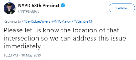 68th precinct responds to 2.5 year old tweet