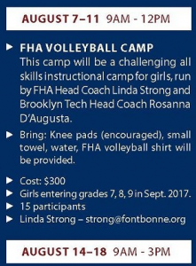 fontbonne volleyball camp bay ridge brooklyn